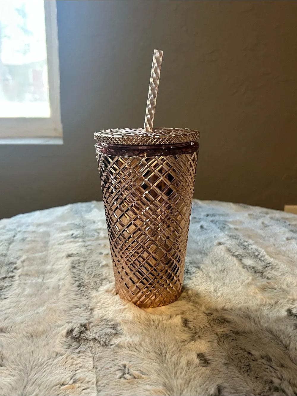 Starbucks Rose Gold Studded Tumbler with Clear Straw